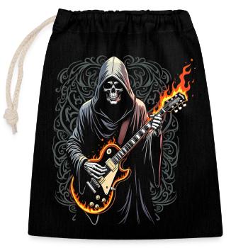 Grim Reaper with Guitar - Rock Style - Closable cotton gift bag (25x30cm) - black - Front