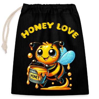 Abeille Abeille Abeille - Sac cadeau en coton avec cordon (25 x 30 cm) - noir - Devant