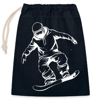 Snowboarder Drawing - Closable cotton gift bag (25x30cm) - navy - Front