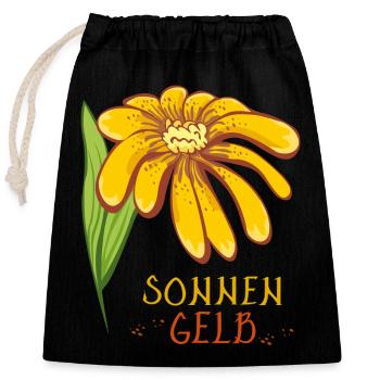 Blume Sonne gelb - Verschließbarer Geschenkbeutel aus Baumwolle (25x30cm) - Schwarz - Vorne