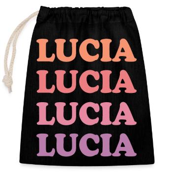 Name Lucia - Verschließbarer Geschenkbeutel aus Baumwolle (25x30cm) - Schwarz - Vorne