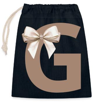 Lettre G Nœud - Sac cadeau en coton avec cordon (25 x 30 cm) - bleu marine - Devant