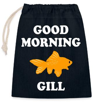 Bold Goldfish with Good Morning Greet - Verschließbarer Geschenkbeutel aus Baumwolle (25x30cm) - Navy - Vorne
