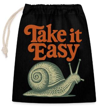 Take It Easy Retro Chill Vibes - Closable cotton gift bag (25x30cm) - black - Front