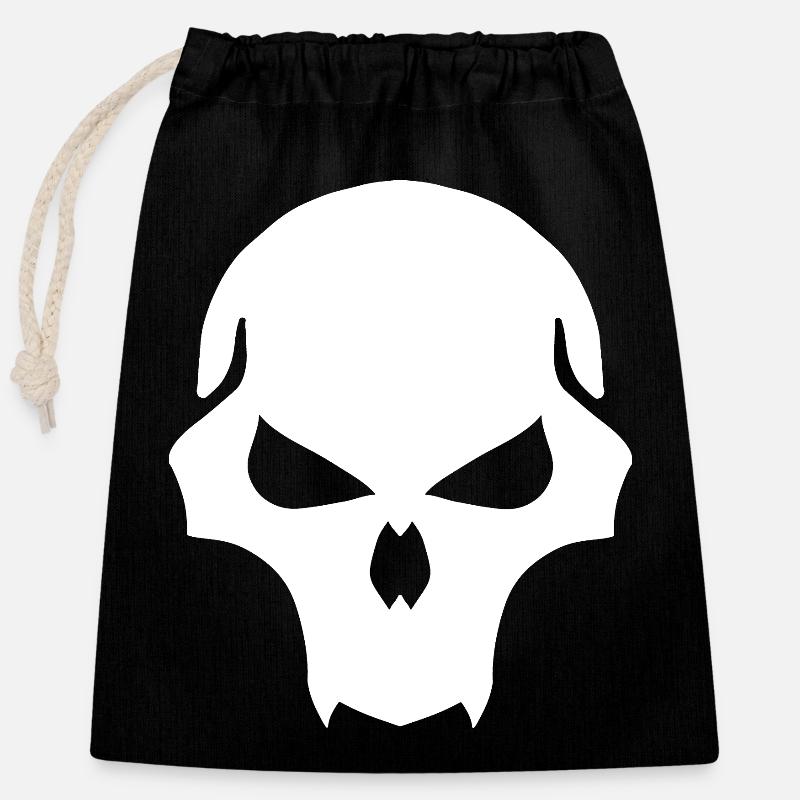 Schattenskull Silhouette - Verschließbarer Geschenkbeutel aus Baumwolle (25x30cm) - Schwarz