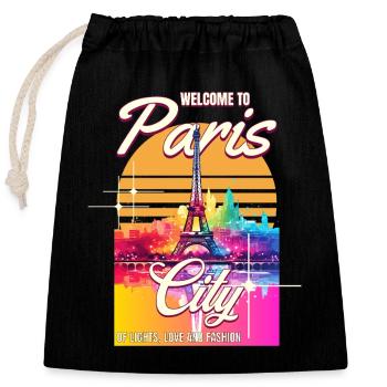 Tour Eiffel de Paris France Silhouette de la ville Colorée - Sac cadeau en coton avec cordon (25 x 30 cm) - noir - Devant