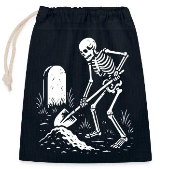 Skeleton Digging in Graveyard - Closable cotton gift bag (25x30cm) - navy - Front