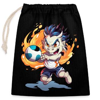Coup de pied de football du Dragon de Flamme - Sac cadeau en coton avec cordon (25 x 30 cm) - noir - Devant