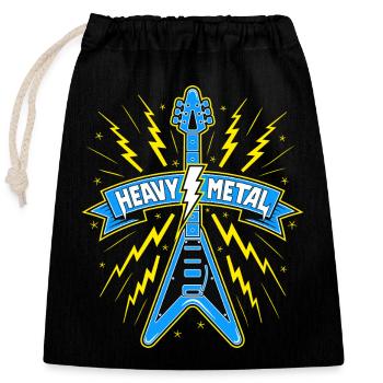 Heavy Metal Banner mit E-Gitarre - Verschließbarer Geschenkbeutel aus Baumwolle (25x30cm) - Schwarz - Vorne