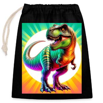 dinosaure - Sac cadeau en coton avec cordon (25 x 30 cm) - noir - Devant
