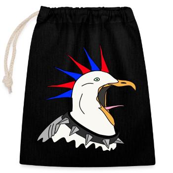 Punk Seagull - Closable cotton gift bag (25x30cm) - black - Front