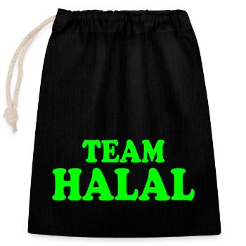 Team halal - Sac cadeau en coton avec cordon (25 x 30 cm) - noir - Devant