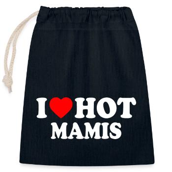 I love hot mamis - Verschließbarer Geschenkbeutel aus Baumwolle (25x30cm) - Navy - Vorne
