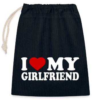 I love my girlfriend - Sac cadeau en coton avec cordon (25 x 30 cm) - bleu marine - Devant