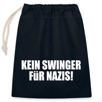 Kein swinger für nazis - Verschließbarer Geschenkbeutel aus Baumwolle (25x30cm) - Navy - Vorne