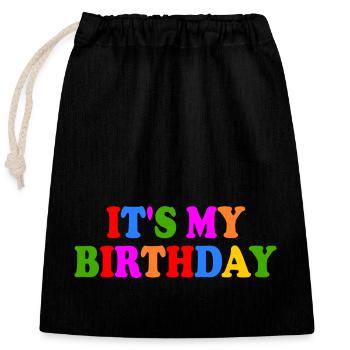 Its my birthday - Sac cadeau en coton avec cordon (25 x 30 cm) - noir - Devant