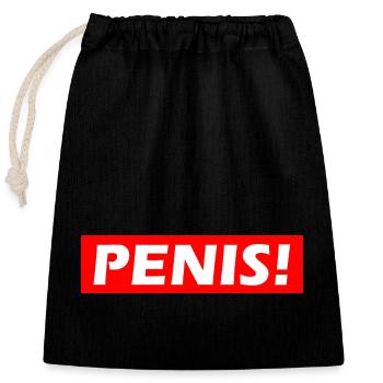 Penis - Verschließbarer Geschenkbeutel aus Baumwolle (25x30cm) - Schwarz - Vorne