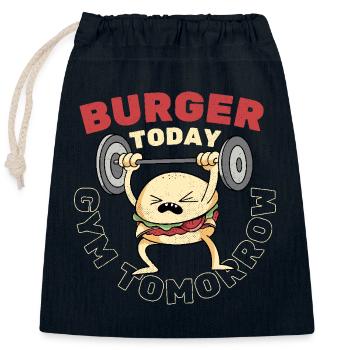 Burger Today Gym Tomorrow - Closable cotton gift bag (25x30cm) - navy - Front