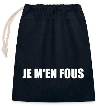je m'en fous - Sac cadeau en coton avec cordon (25 x 30 cm) - bleu marine - Devant
