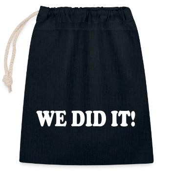We did it - Closable cotton gift bag (25x30cm) - navy - Front
