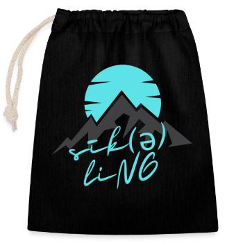 Cycling is a passion - Closable cotton gift bag (25x30cm) - black - Front