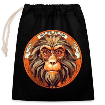 Singe - Sac cadeau en coton avec cordon (25 x 30 cm) - noir - Devant