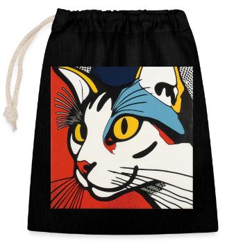 Chat, Motif De Chat - Sac cadeau en coton avec cordon (25 x 30 cm) - noir - Devant