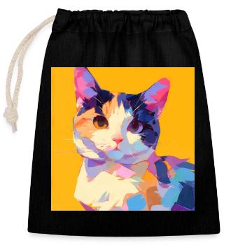 Katze, katzenmotiv - Verschließbarer Geschenkbeutel aus Baumwolle (25x30cm) - Schwarz - Vorne