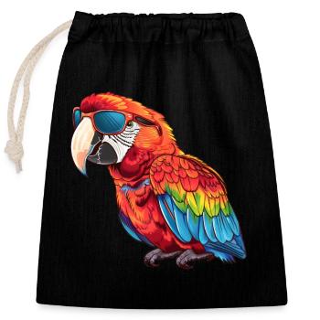 Papagei, vogel, tropisch, Sonnenbrille, Sommer - Verschließbarer Geschenkbeutel aus Baumwolle (25x30cm) - Schwarz - Vorne