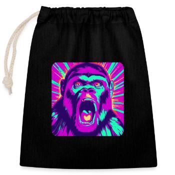 Explore the Abstract Monkey World - Closable cotton gift bag (25x30cm) - black - Front