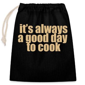 it's always a good day to cook for cooking fans - Closable cotton gift bag (25x30cm) - black - Front