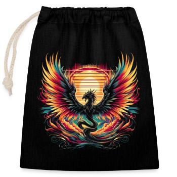 Dragon épique rétro vintage - Sac cadeau en coton avec cordon (25 x 30 cm) - noir - Devant