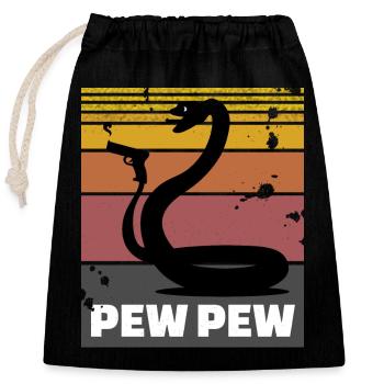 Snake with Pistol (Pew Pew) - Closable cotton gift bag (25x30cm) - black - Front