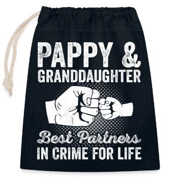 Pappy and Granddaughter Partner In Crime Fist Bump - Closable cotton gift bag (25x30cm) - navy - Front