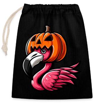 Lustiger Halloween-Kürbis Flamingo Herbst - Verschließbarer Geschenkbeutel aus Baumwolle (25x30cm) - Schwarz - Vorne
