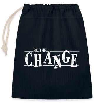 Be the change! Climate protection Social justice - Closable cotton gift bag (25x30cm) - navy - Front