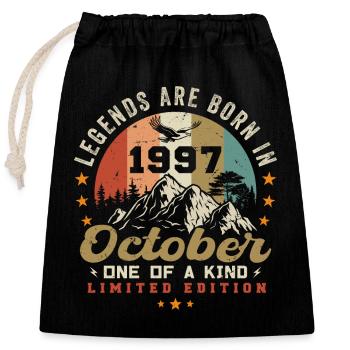 Octobre 1997 - Anniversaire en Octobre 1997 - Sac cadeau en coton avec cordon (25 x 30 cm) - noir - Devant