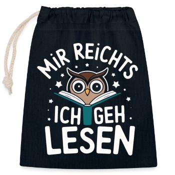 Nachteule Eule Eulen Vogel - Verschließbarer Geschenkbeutel aus Baumwolle (25x30cm) - Navy - Vorne