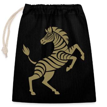 Zebra Hufe hoch Kunststück Silhouette - Verschließbarer Geschenkbeutel aus Baumwolle (25x30cm) - Schwarz - Vorne