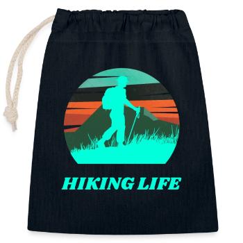 HIKING LIFE,NATURE,EXPLORE,OUTDOOR ACTIVITIES - Closable cotton gift bag (25x30cm) - navy - Front