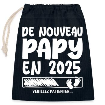 2025 wieder Opa - Verschließbarer Geschenkbeutel aus Baumwolle (25x30cm) - Navy - Vorne