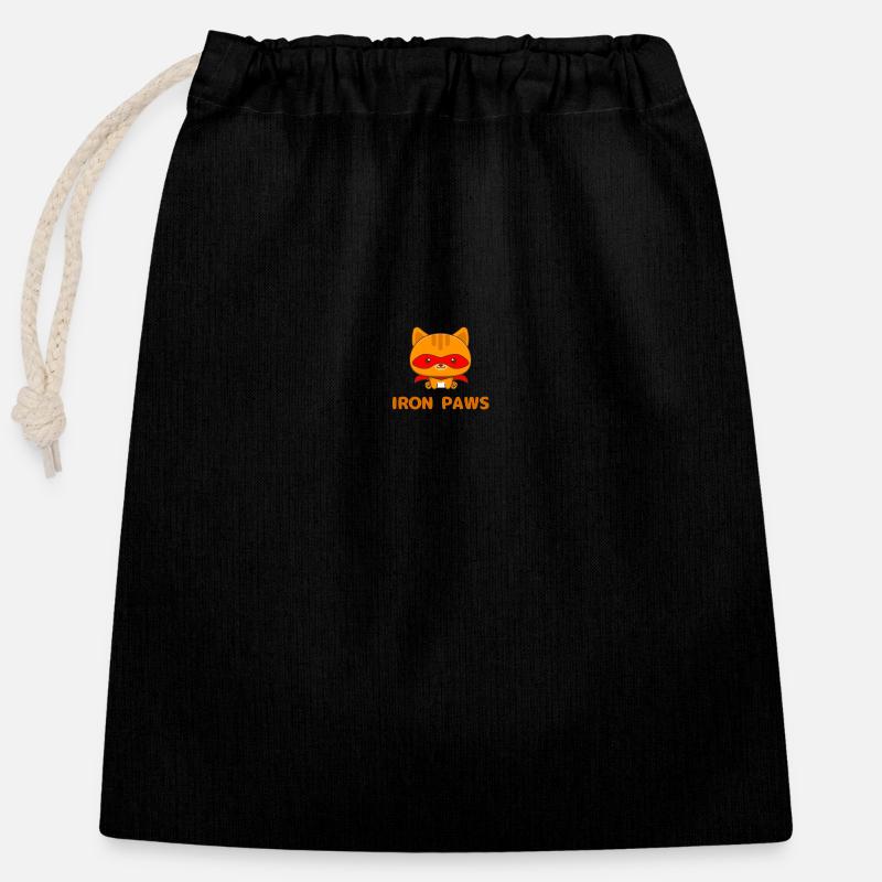 IRON PAWS - Closable cotton gift bag (25x30cm) - black