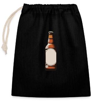 Beer bottle Beer - Closable cotton gift bag (25x30cm) - black - Front