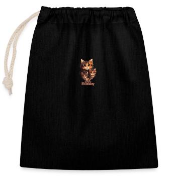 Katze - We love mummy - Verschließbarer Geschenkbeutel aus Baumwolle (25x30cm) - Schwarz - Vorne