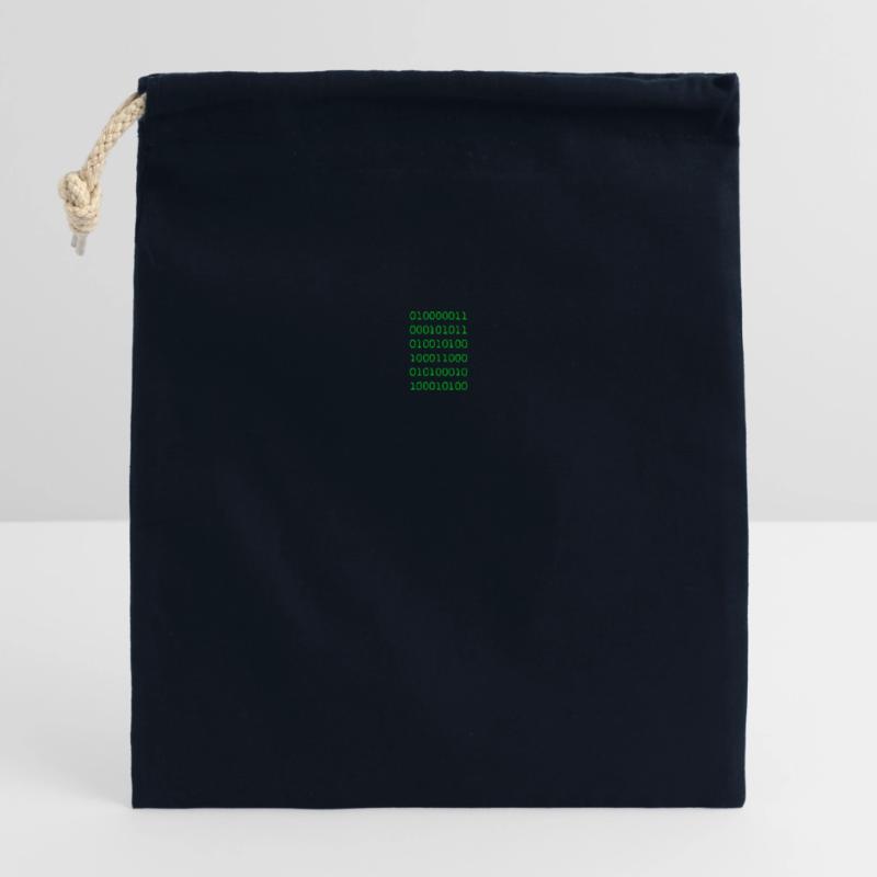 Green binary code web developer funny humor Closable cotton gift bag (25x30cm)