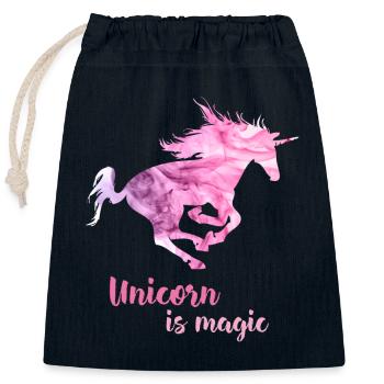 Unicorn wild pink magic smoke pink mystical girl - Closable cotton gift bag (25x30cm) - navy - Front