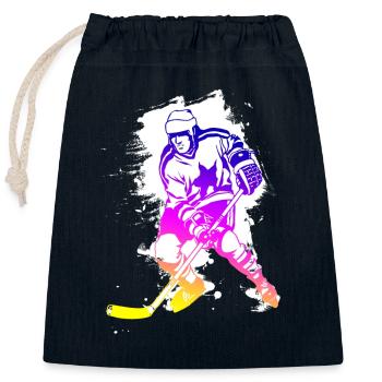 hockey rainbow spatter hockey player tor cool - Closable cotton gift bag (25x30cm) - navy - Front