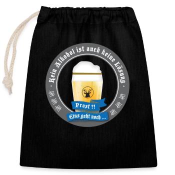 kein alkohol bier prost trinken saufen Humor Party - Verschließbarer Geschenkbeutel aus Baumwolle (25x30cm) - Schwarz - Vorne