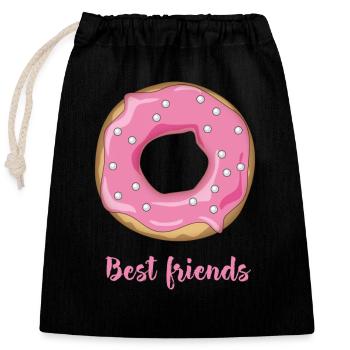 Donut Lieblingsessen süß naschen rosa zuckerguß lo - Verschließbarer Geschenkbeutel aus Baumwolle (25x30cm) - Schwarz - Vorne