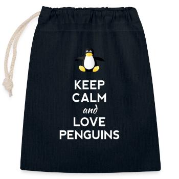 keep calm love Pinguine Linux nerd computer cpu lo - Verschließbarer Geschenkbeutel aus Baumwolle (25x30cm) - Navy - Vorne